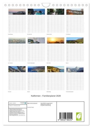 Kalifornien - Familienplaner 2026 (Wandkalender 2026 DIN A4 hoch), CALVENDO Monatskalender