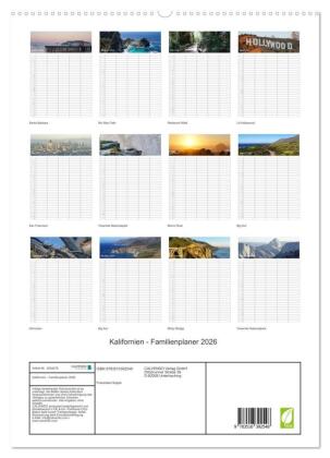Kalifornien - Familienplaner 2026 (hochwertiger Premium Wandkalender 2026 DIN A2 hoch), Kunstdruck in Hochglanz