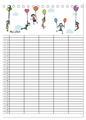 Fröhlicher Familienplaner (Tischkalender 2026 DIN A5 hoch), CALVENDO Monatskalender