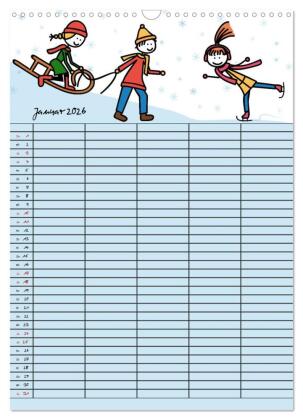 Fröhlicher Familienplaner (Wandkalender 2026 DIN A3 hoch), CALVENDO Monatskalender