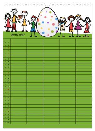 Fröhlicher Familienplaner (Wandkalender 2026 DIN A3 hoch), CALVENDO Monatskalender