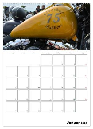 Harley Davidson Familienplaner (Wandkalender 2026 DIN A2 hoch), CALVENDO Monatskalender