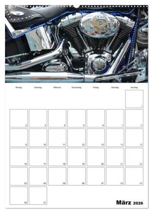 Harley Davidson Familienplaner (Wandkalender 2026 DIN A2 hoch), CALVENDO Monatskalender