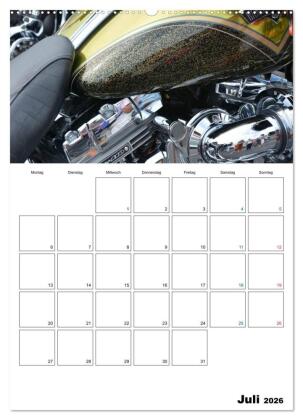 Harley Davidson Familienplaner (Wandkalender 2026 DIN A2 hoch), CALVENDO Monatskalender