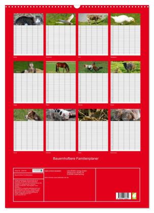 Bauernhoftiere Familienplaner (Wandkalender 2026 DIN A2 hoch), CALVENDO Monatskalender