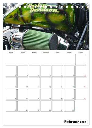 Harley Davidson Familienplaner (Tischkalender 2026 DIN A5 hoch), CALVENDO Monatskalender