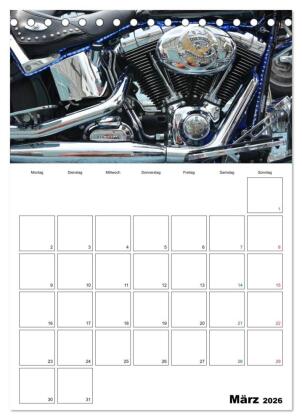 Harley Davidson Familienplaner (Tischkalender 2026 DIN A5 hoch), CALVENDO Monatskalender