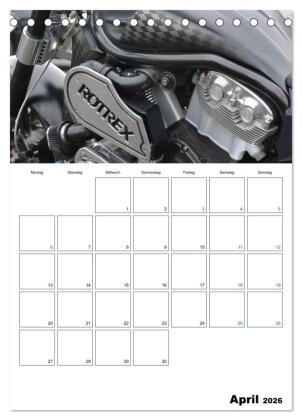 Harley Davidson Familienplaner (Tischkalender 2026 DIN A5 hoch), CALVENDO Monatskalender