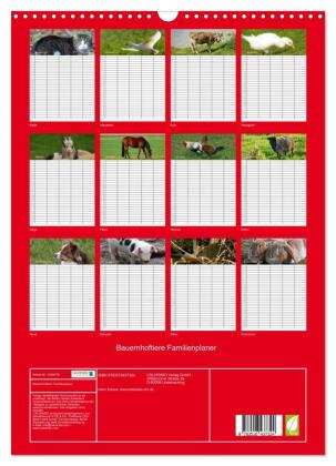 Bauernhoftiere Familienplaner (Wandkalender 2026 DIN A3 hoch), CALVENDO Monatskalender