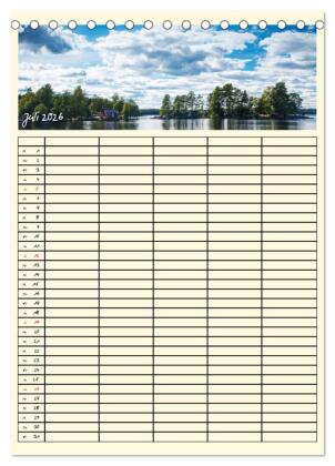 Urlaubsparadiese - Familienplaner (Tischkalender 2026 DIN A5 hoch), CALVENDO Monatskalender