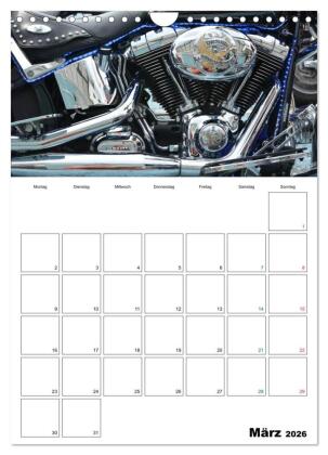Harley Davidson Familienplaner (Wandkalender 2026 DIN A4 hoch), CALVENDO Monatskalender