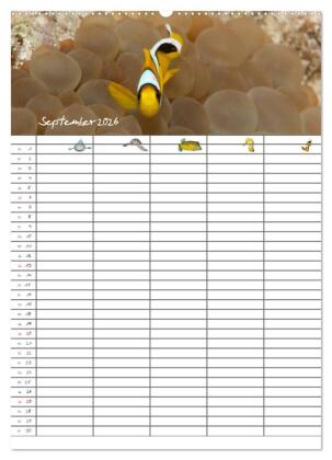Der Unterwasser Familienplaner 2026 (Wandkalender 2026 DIN A2 hoch), CALVENDO Monatskalender
