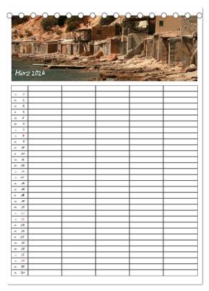 Ibiza / Familienplaner (Tischkalender 2026 DIN A5 hoch), CALVENDO Monatskalender