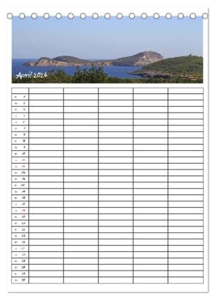Ibiza / Familienplaner (Tischkalender 2026 DIN A5 hoch), CALVENDO Monatskalender