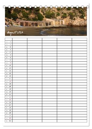 Ibiza / Familienplaner (Tischkalender 2026 DIN A5 hoch), CALVENDO Monatskalender