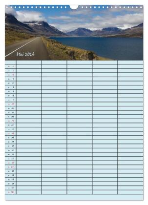 Island Familienplaner (Wandkalender 2026 DIN A3 hoch), CALVENDO Monatskalender