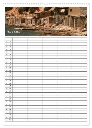 Ibiza / Familienplaner (Wandkalender 2026 DIN A2 hoch), CALVENDO Monatskalender