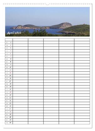 Ibiza / Familienplaner (Wandkalender 2026 DIN A2 hoch), CALVENDO Monatskalender