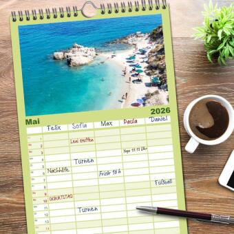 Familienplaner 2026 - Griechische Inseln - Ein Jahr im Mittelmeer mit 5 Spalten (Wandkalender, 21 x 45 cm) CALVENDO