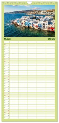 Familienplaner 2026 - Griechische Inseln - Ein Jahr im Mittelmeer mit 5 Spalten (Wandkalender, 21 x 45 cm) CALVENDO
