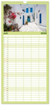 Familienplaner 2026 - Griechische Inseln - Ein Jahr im Mittelmeer mit 5 Spalten (Wandkalender, 21 x 45 cm) CALVENDO