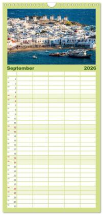 Familienplaner 2026 - Griechische Inseln - Ein Jahr im Mittelmeer mit 5 Spalten (Wandkalender, 21 x 45 cm) CALVENDO