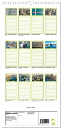 Familienplaner 2026 - Bonjour Paris mit 5 Spalten (Wandkalender, 21 x 45 cm) CALVENDO