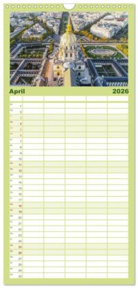 Familienplaner 2026 - Bonjour Paris mit 5 Spalten (Wandkalender, 21 x 45 cm) CALVENDO