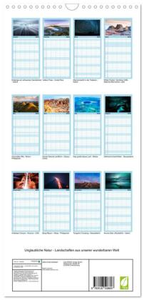 Familienplaner 2026 - Unglaubliche Natur - Landschaften aus unserer wunderbaren Welt mit 5 Spalten (Wandkalender, 21 x 45 cm) CALVENDO