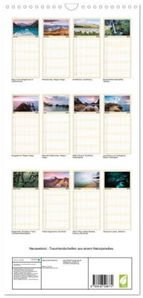 Familienplaner 2026 - Neuseeland - Traumlandschaften aus einem Naturparadies mit 5 Spalten (Wandkalender, 21 x 45 cm) CALVENDO