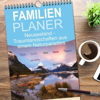 Familienplaner 2026 - Neuseeland - Traumlandschaften aus einem Naturparadies mit 5 Spalten (Wandkalender, 21 x 45 cm) CALVENDO