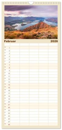 Familienplaner 2026 - Neuseeland - Traumlandschaften aus einem Naturparadies mit 5 Spalten (Wandkalender, 21 x 45 cm) CALVENDO