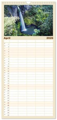 Familienplaner 2026 - Neuseeland - Traumlandschaften aus einem Naturparadies mit 5 Spalten (Wandkalender, 21 x 45 cm) CALVENDO