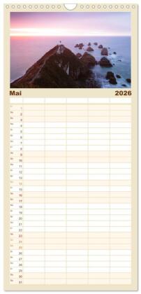 Familienplaner 2026 - Neuseeland - Traumlandschaften aus einem Naturparadies mit 5 Spalten (Wandkalender, 21 x 45 cm) CALVENDO