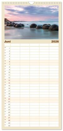 Familienplaner 2026 - Neuseeland - Traumlandschaften aus einem Naturparadies mit 5 Spalten (Wandkalender, 21 x 45 cm) CALVENDO