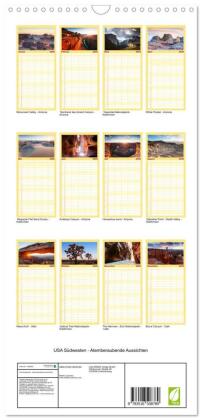 Familienplaner 2026 - USA Südwesten - Atemberaubende Aussichten mit 5 Spalten (Wandkalender, 21 x 45 cm) CALVENDO