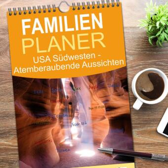 Familienplaner 2026 - USA Südwesten - Atemberaubende Aussichten mit 5 Spalten (Wandkalender, 21 x 45 cm) CALVENDO