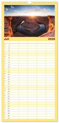 Familienplaner 2026 - USA Südwesten - Atemberaubende Aussichten mit 5 Spalten (Wandkalender, 21 x 45 cm) CALVENDO