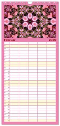 Familienplaner 2026 - Blütenzauber im KALEIDOSKOP Familienplaner mit 5 Spalten (Wandkalender, 21 x 45 cm) CALVENDO