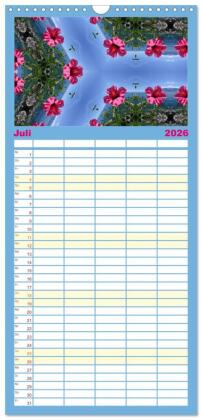 Familienplaner 2026 - Blütenzauber im KALEIDOSKOP Familienplaner mit 5 Spalten (Wandkalender, 21 x 45 cm) CALVENDO