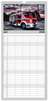 Familienplaner 2026 - Feuerwehr und Rettungsdienst mit 5 Spalten (Wandkalender, 21 x 45 cm) CALVENDO