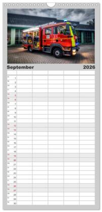 Familienplaner 2026 - Feuerwehr und Rettungsdienst mit 5 Spalten (Wandkalender, 21 x 45 cm) CALVENDO