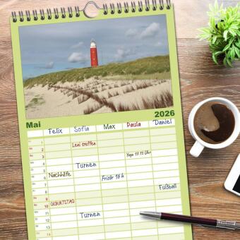 Familienplaner 2026 - Texel, eine Perle Frieslands mit 5 Spalten (Wandkalender, 21 x 45 cm) CALVENDO