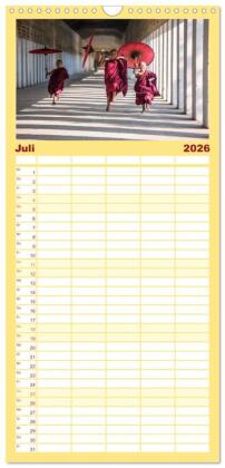 Familienplaner 2026 - Faszinierendes Asien - Eine Kulturreise in den Fernen Osten mit 5 Spalten (Wandkalender, 21 x 45 cm) CALVENDO