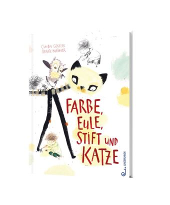 Farbe, Eule, Stift und Katze