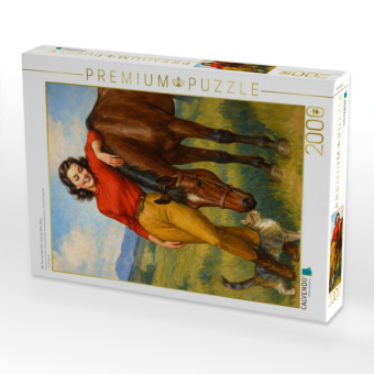 CALVENDO Puzzle Die Tiere auf dem Hof - Frau der 50er Jahre | 2000 Teile Lege-Größe 90x67cm Foto-Puzzle für glückliche Stunden