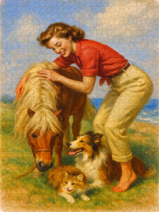 CALVENDO Puzzle Das kleine Pony und seine Freunde | 2000 Teile Lege-Größe 90x67cm Foto-Puzzle für glückliche Stunden