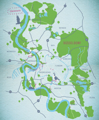 Blaue Glücksorte in Düsseldorf