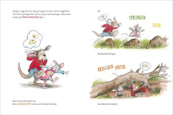 Konrad Känguru und Rita Rennmaus. Konrad hüpft zum Hauptgewinn