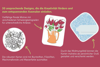 50 cozy Karten zum Ausmalen - Blumentraum